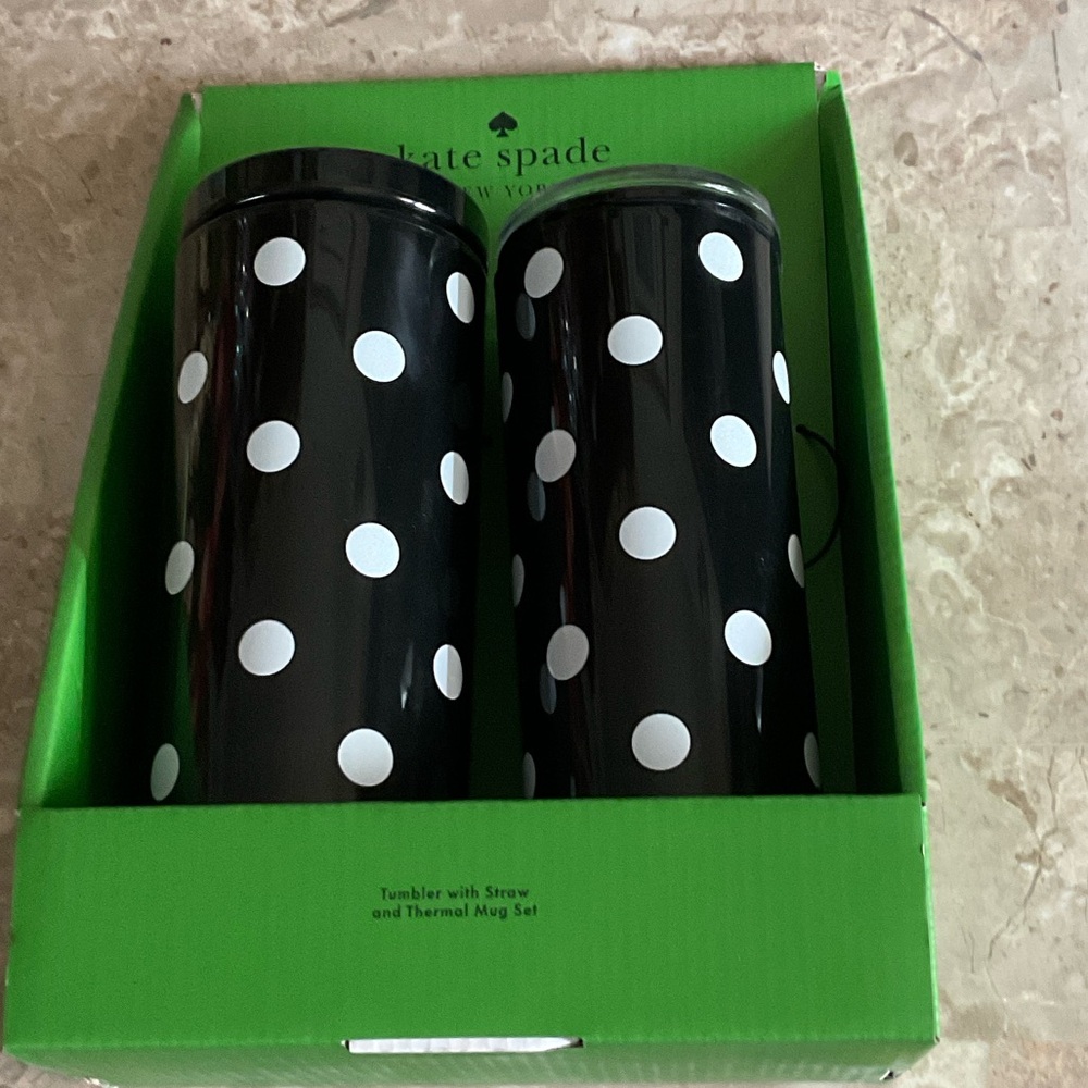 Kate Spade Black and White Polka Dot Tumbler Duo - Picture 3 of 3